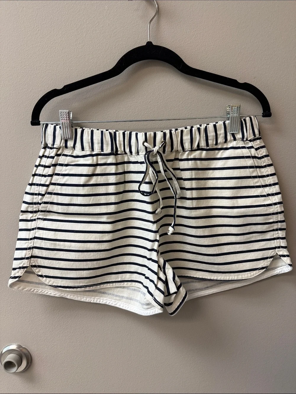 J. Crew Navy & Cream Striped Shorts - Size Small